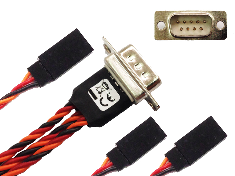 Kit connessione per 3 servi con connettori 3x UNI M e DSUB M 9p lunghezza 25-50-75cm